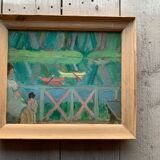 View of the terrace oil on panel