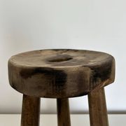Patinated tripod stool