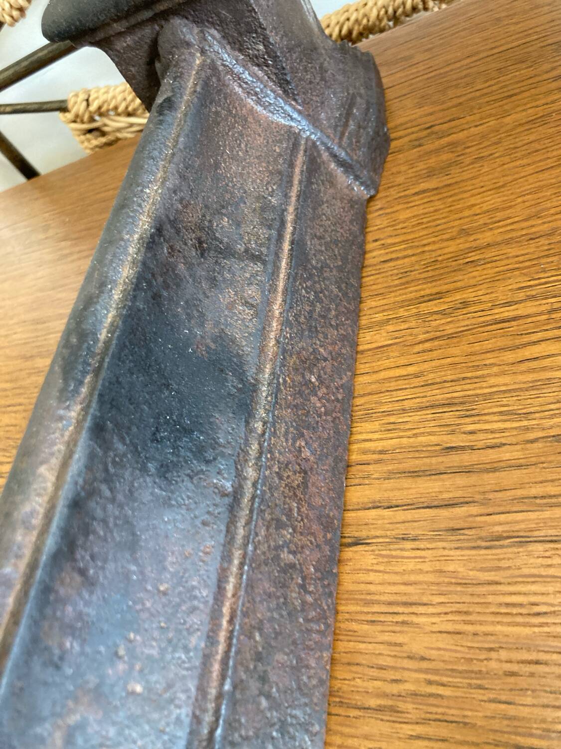Pair of antique bedside tables in cast iron and brass