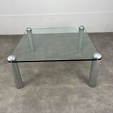 Ligne Roset coffee table, glass, postmodern design, 80s