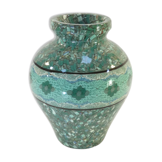 Old vase gerbino vallauris mosaic green