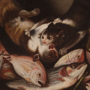 Great 18th century still life with animals, flowers and fruit