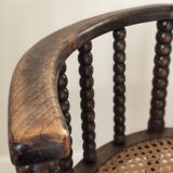 Pair of Edwardian Bobbin Armchairs with Cane Seat Early 20th Century