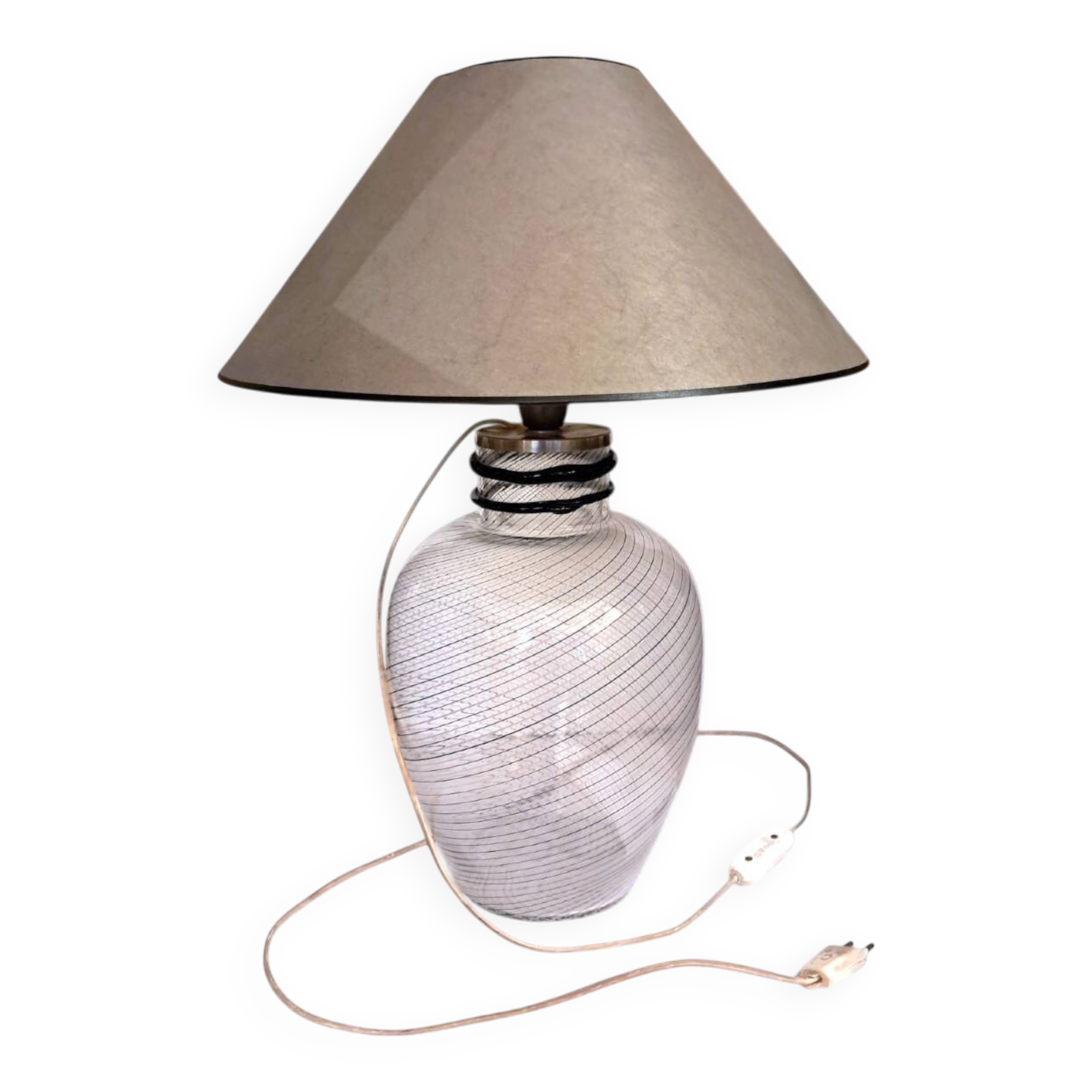 Fratelli Toso, Murano glass vase converted into a lamp, 20th century.