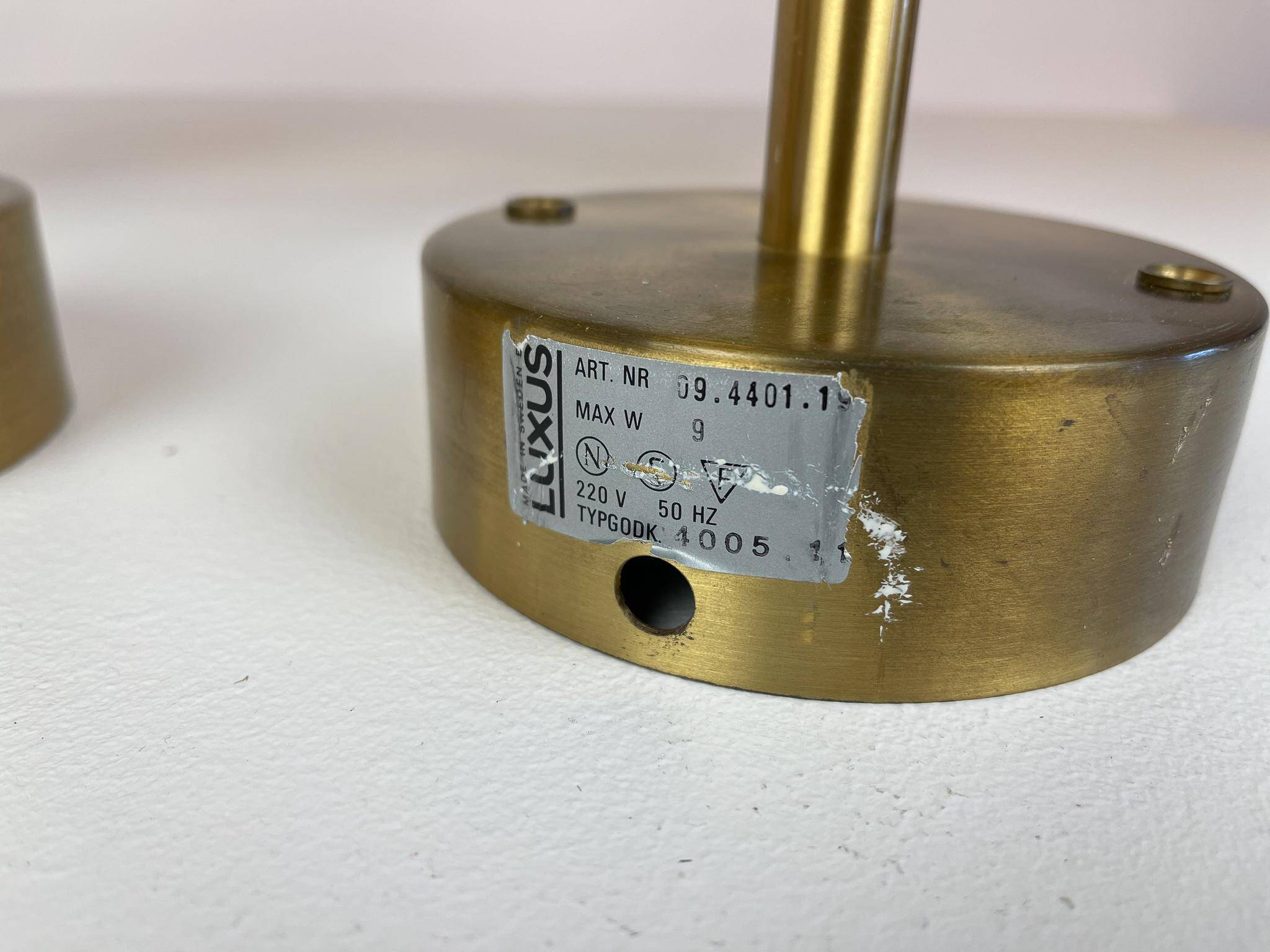 Mid-century brass and acrylic wall lamps Luxus, Sweden, 1960s