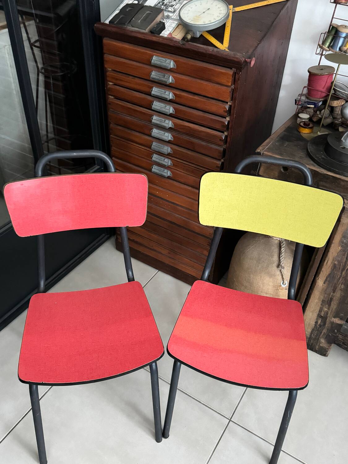 Pair of vintage Formica chairs