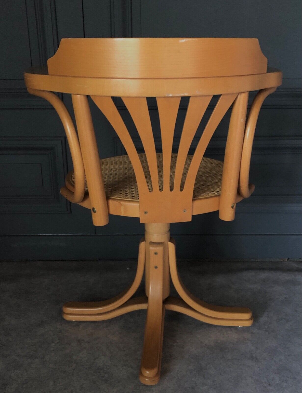 Armchair american turning desk wood hanger chene clair 1960 cannage