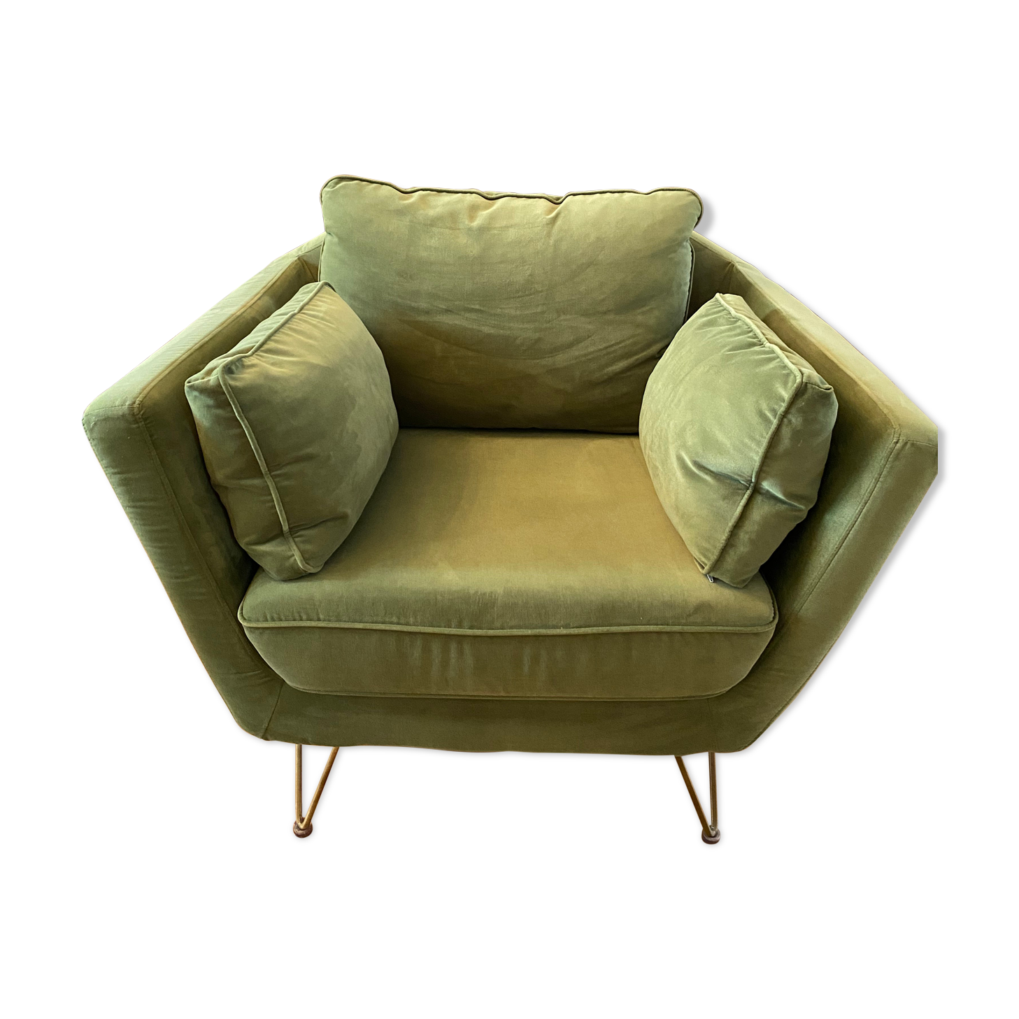 Olive green topim armchair