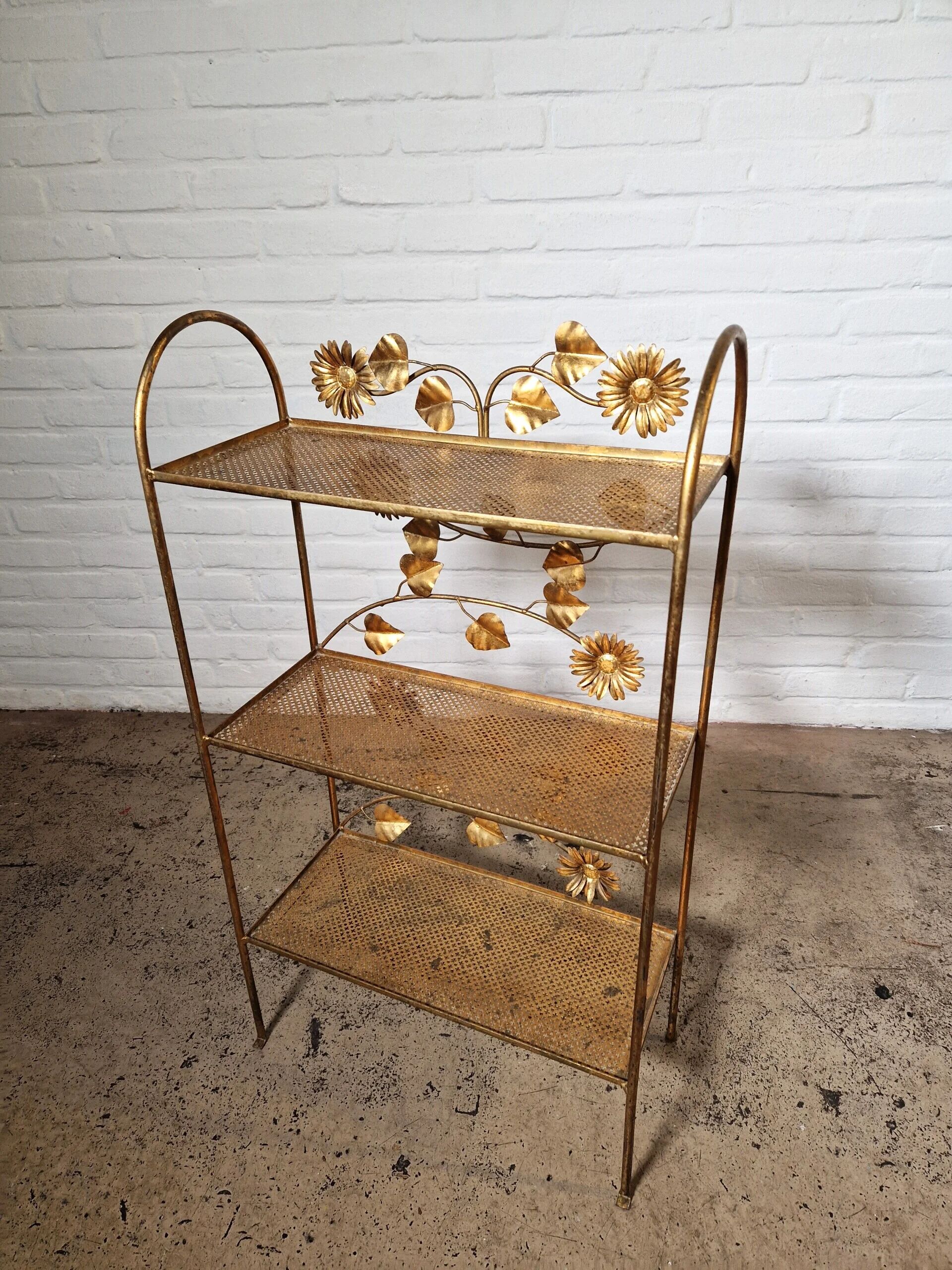 Gilded étagère, French, 1960s