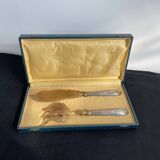 Couvert de service à poisson, argent fourré, métal doré, France