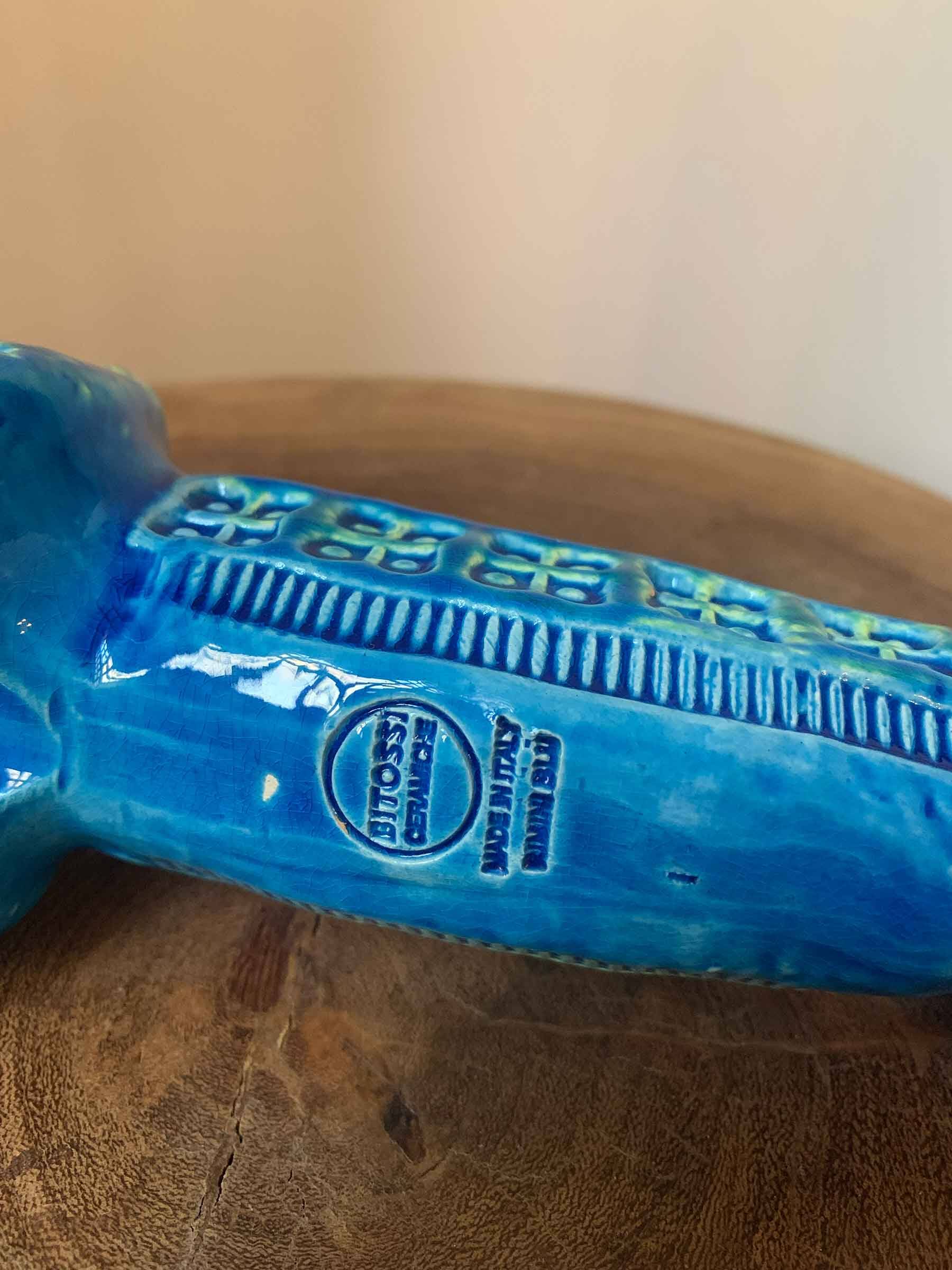 Teckel chien par Aldo Londi pour Bitossi, série bleue Rimini