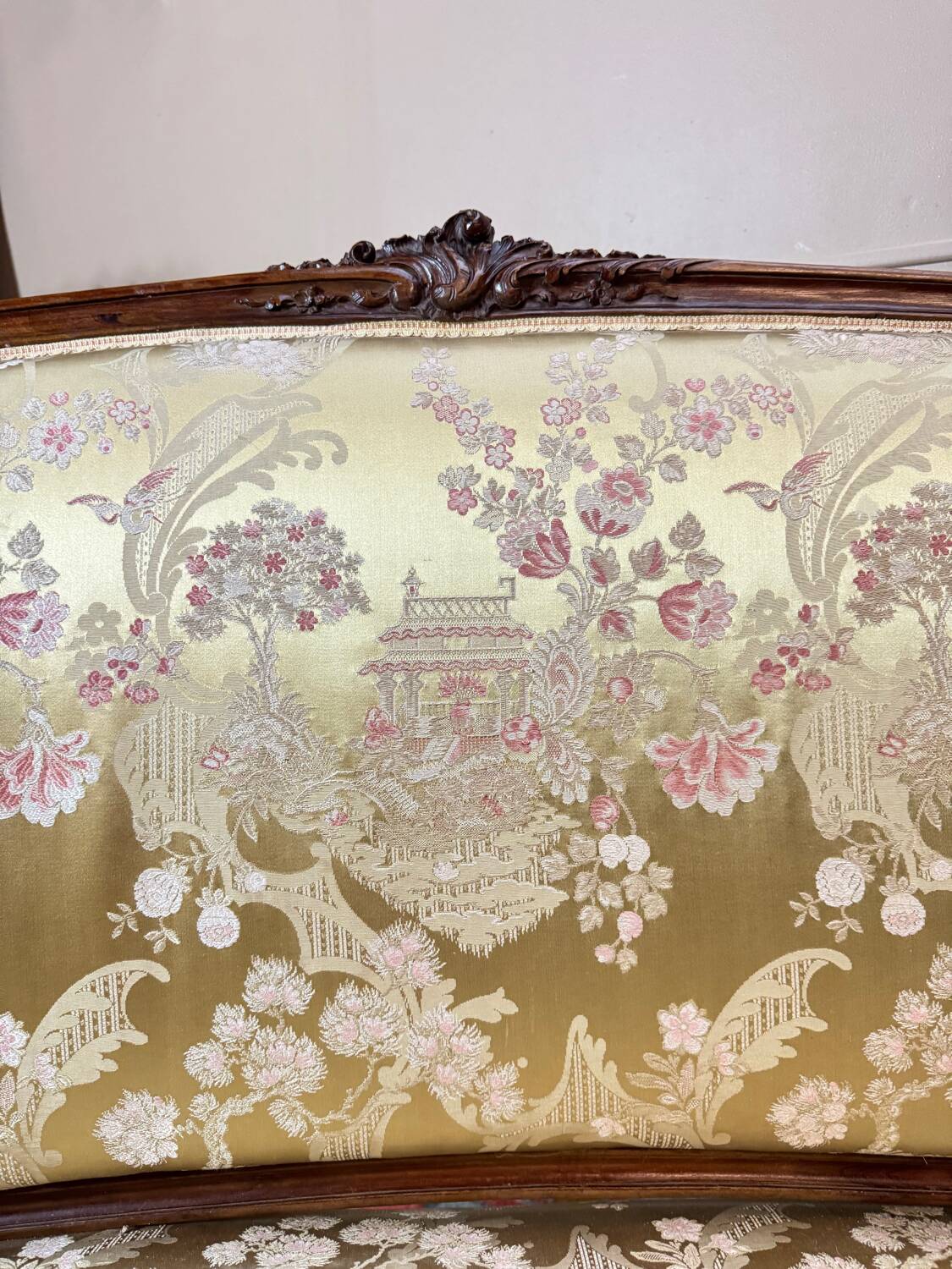 Mercie frères walnut banquette in louis xv style 19th century