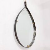 Mid-Century Modern Brass and Steel Drop-Shaped Mirror, Italy, 1970s