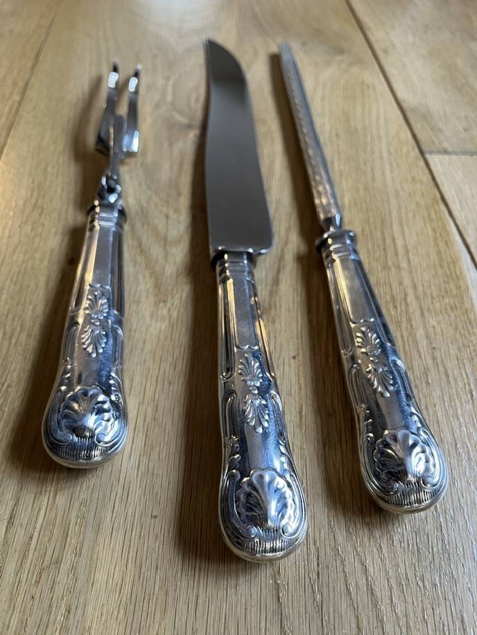 3-piece cutting service – Silver-plated – Louis XV style handles