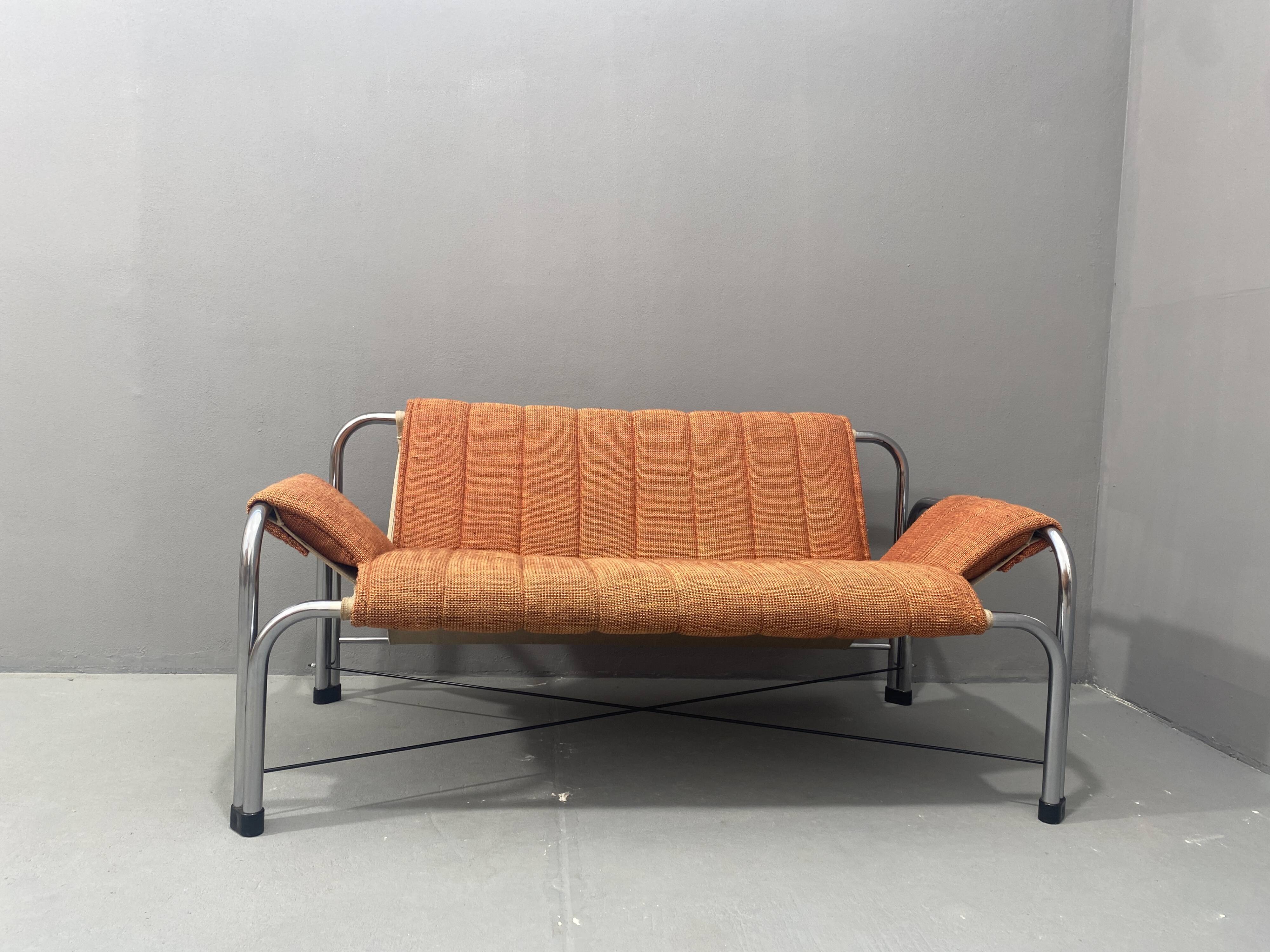 Chromed functionalist sofa by Viliam Chlebo, 1970´s, Czechoslovakia