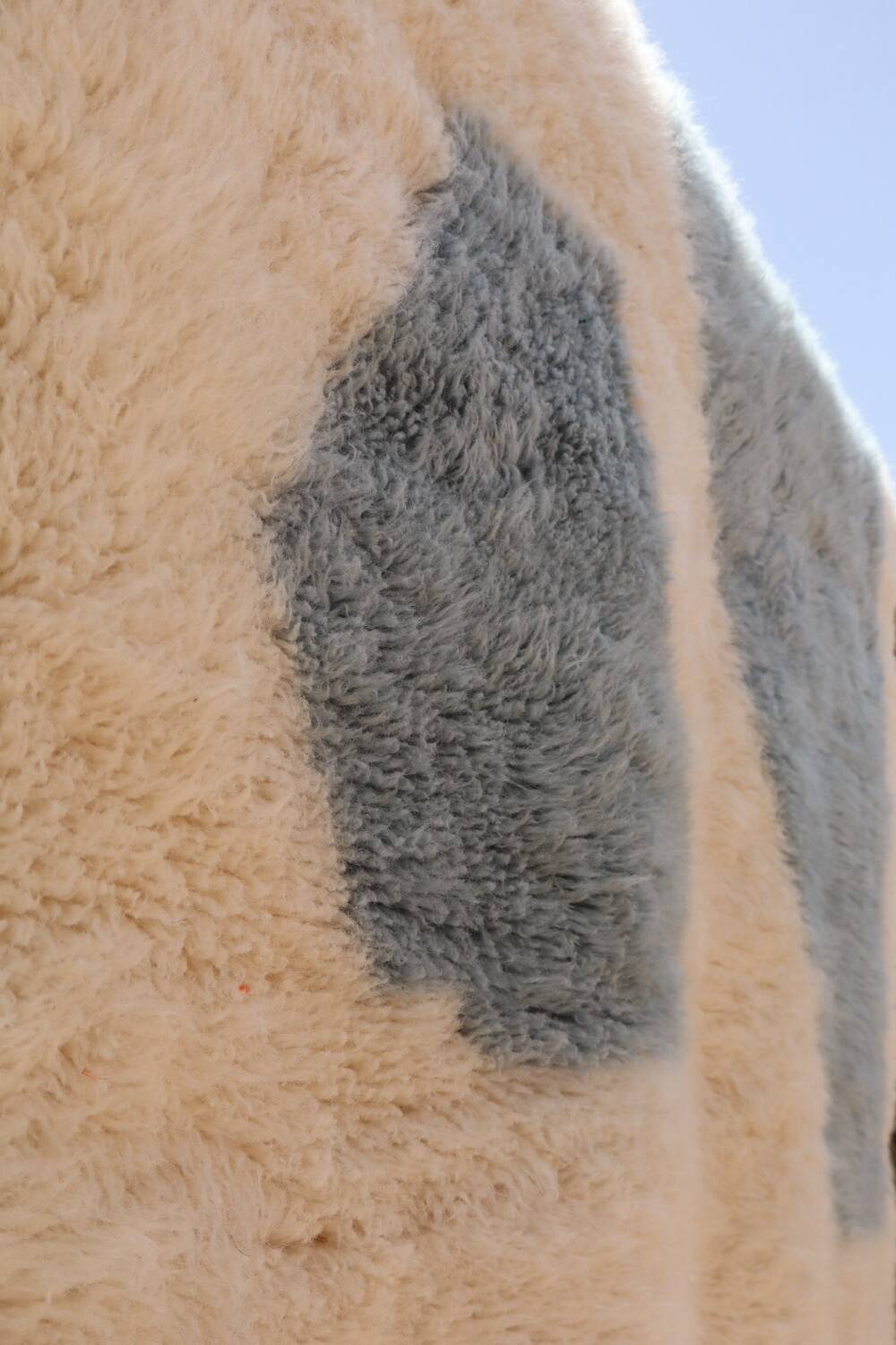 Modern sky blue and white Mrirt Moroccan rug