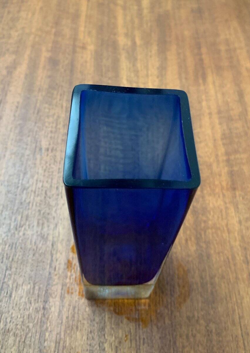 Swedish glass block vase from the mid-century by Aseda Sweden, 1960s.