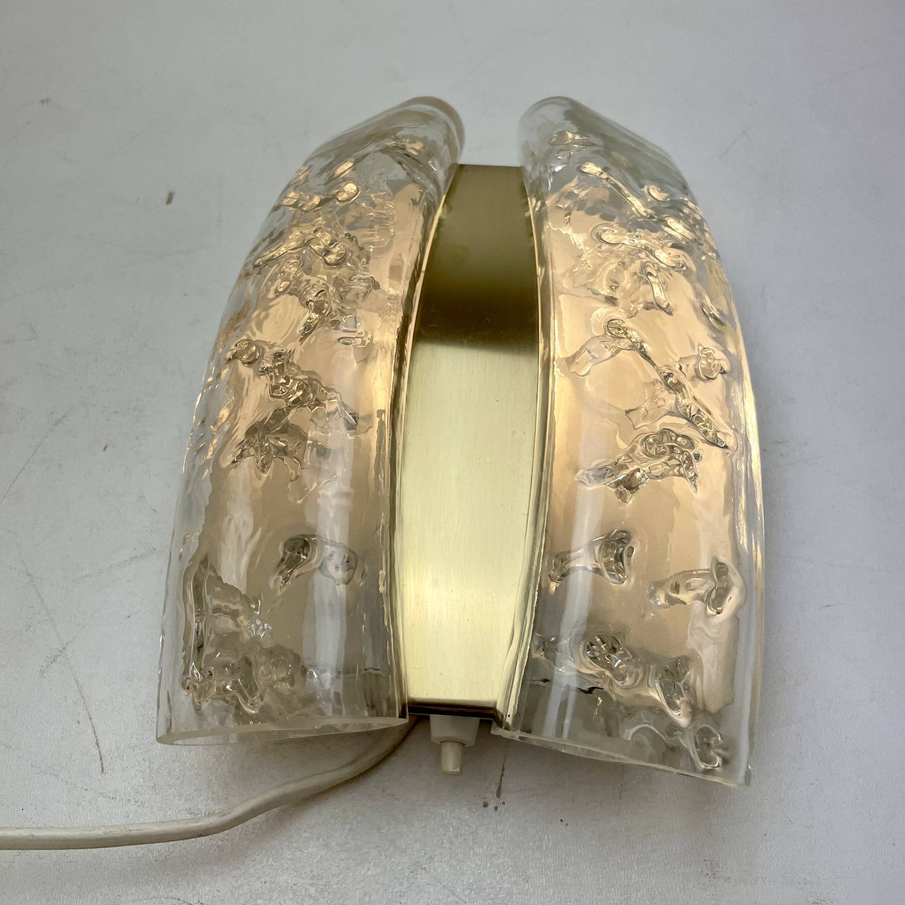 Glass and brass wall lights by Doria, 1960s