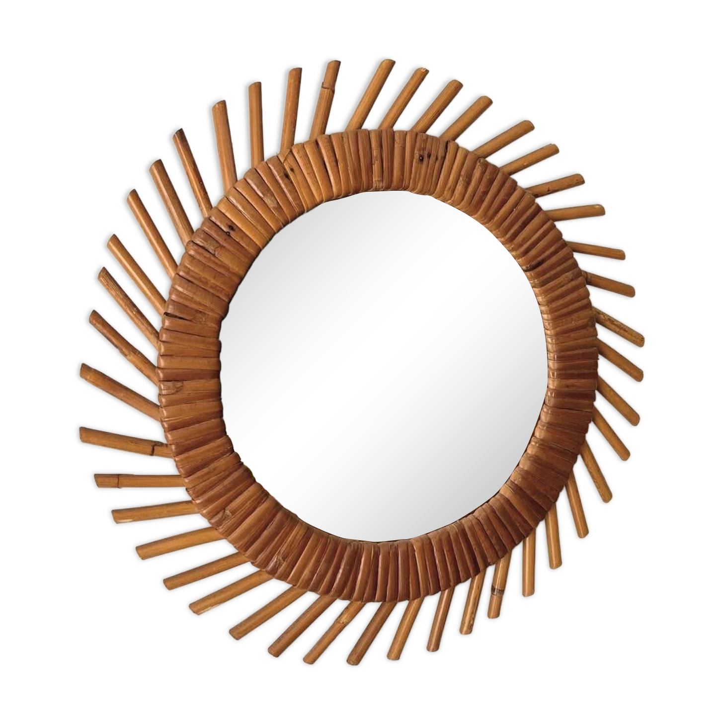 Vintage rattan sun mirror
