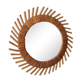 Miroir soleil en rotin vintage
