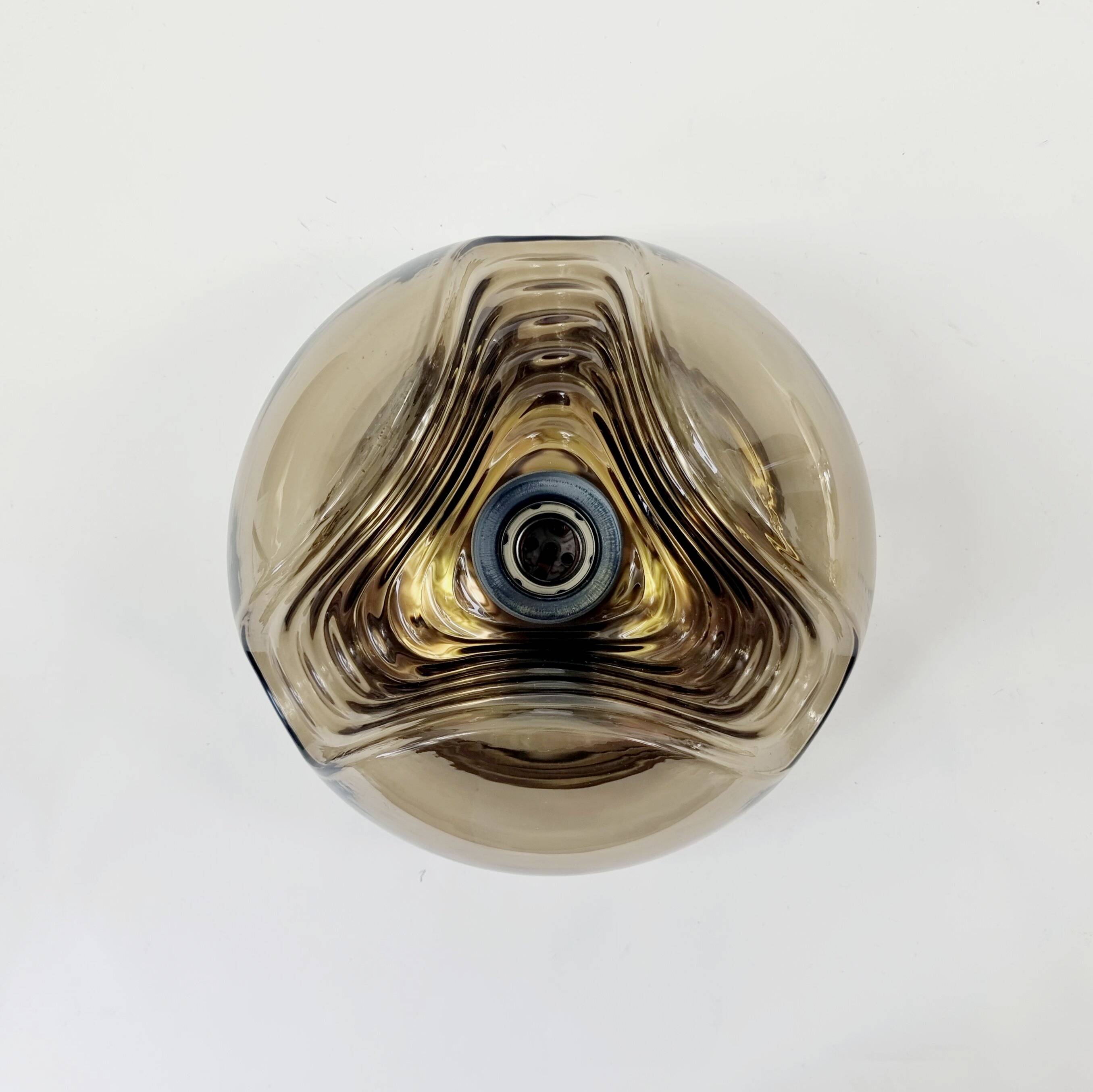 Space Age 'Wave'/'Futura' Glass Ceiling Light by Koch & Lowy for P&P, 1970s