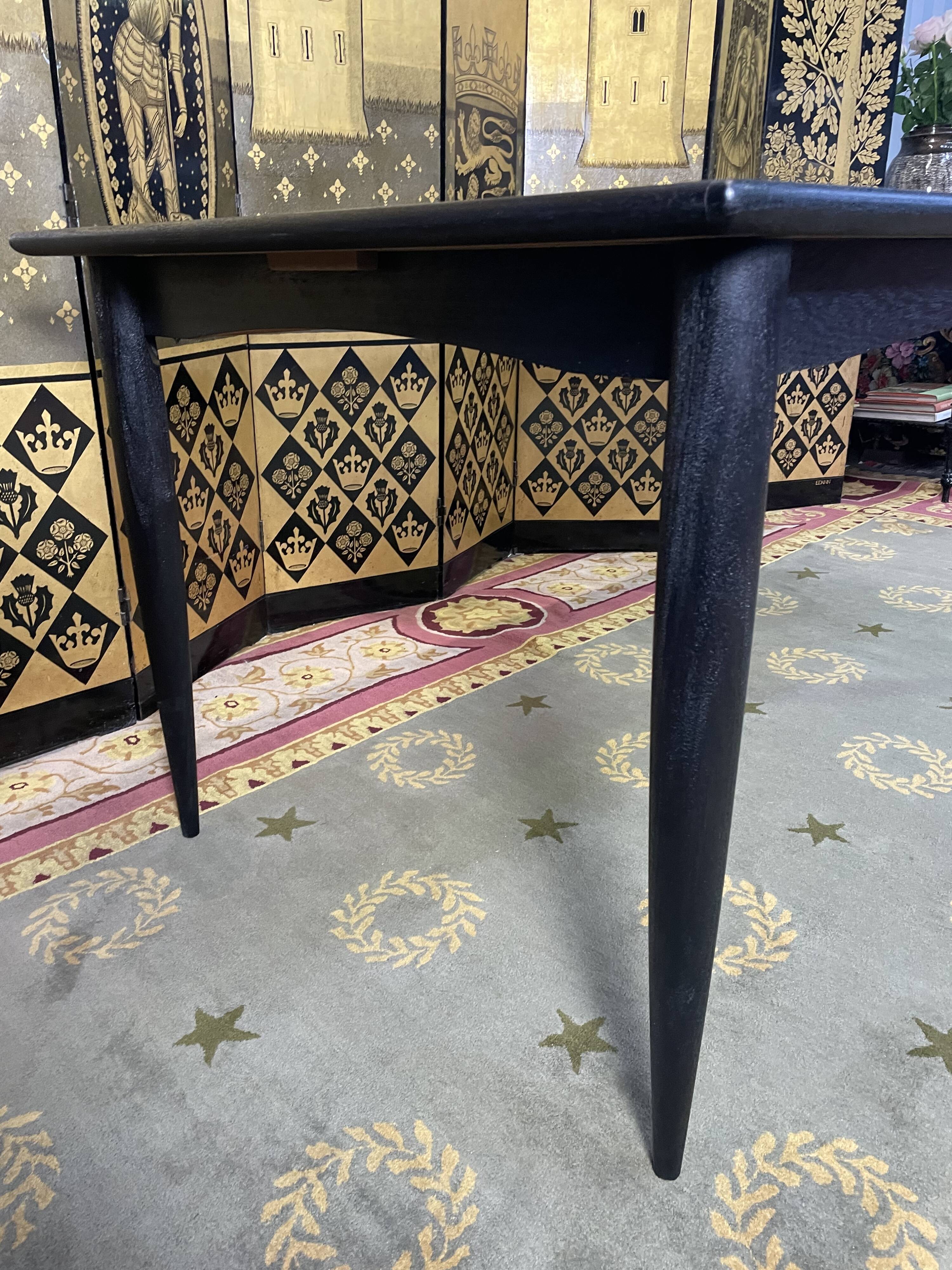 Scandinavian dining table in blackened wood Napoleon III