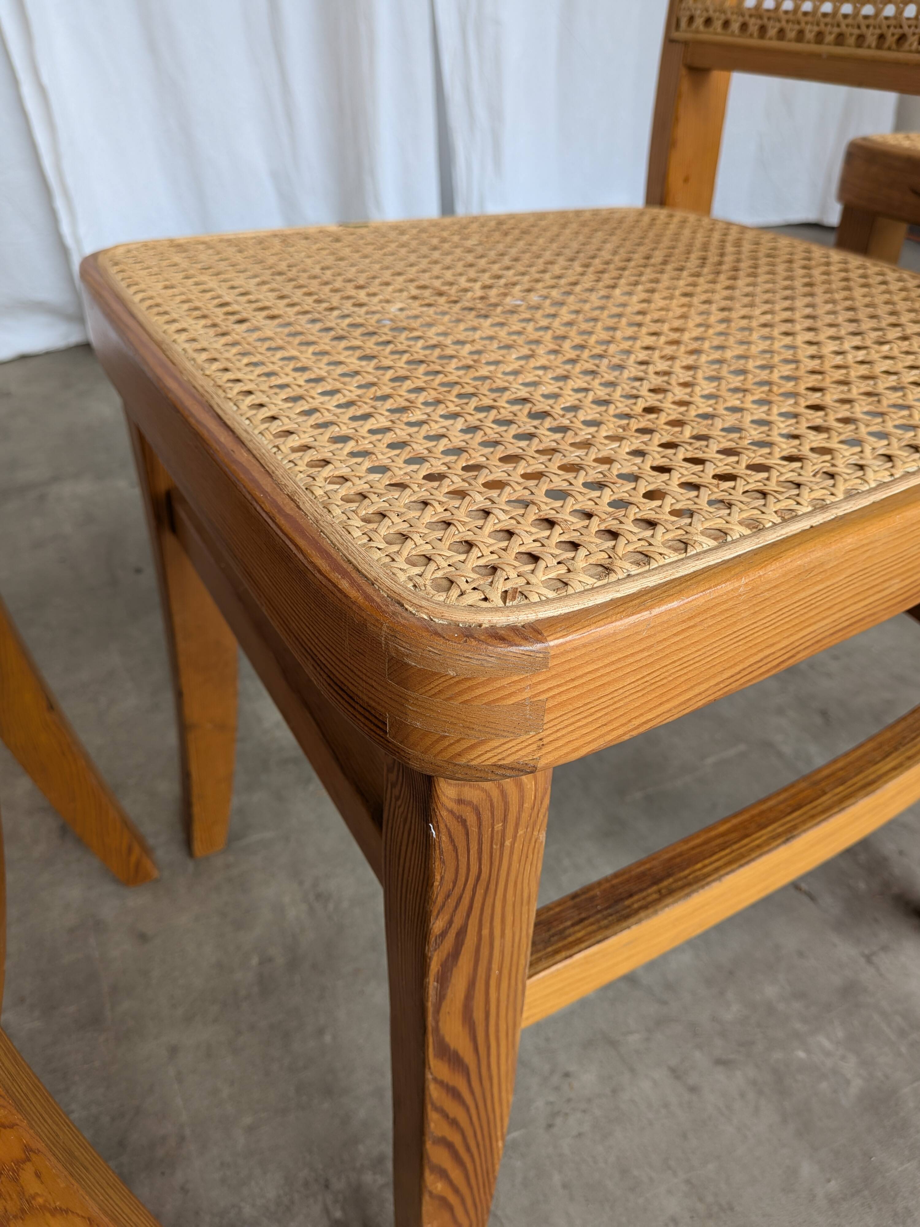 Set of 3 Vintage Wooden Dining Chairs with Cane Seat - Mid-Century Yugoslav