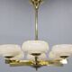 Art Deco brass chandelier with opaline glass, Czechoslovakia, 1930s
