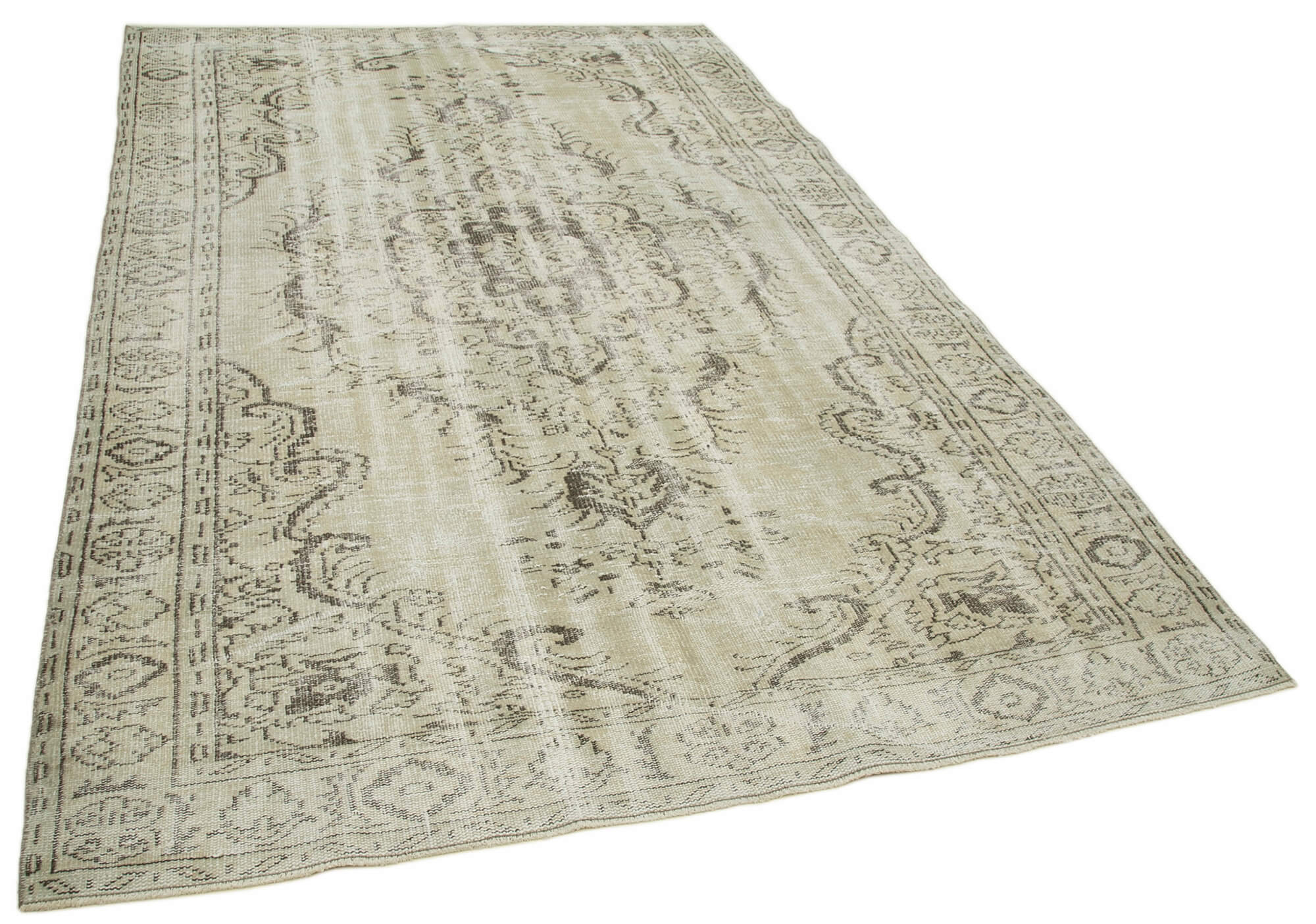 Hand-knotted unique turkish beige rug 186 cm x 293 cm
