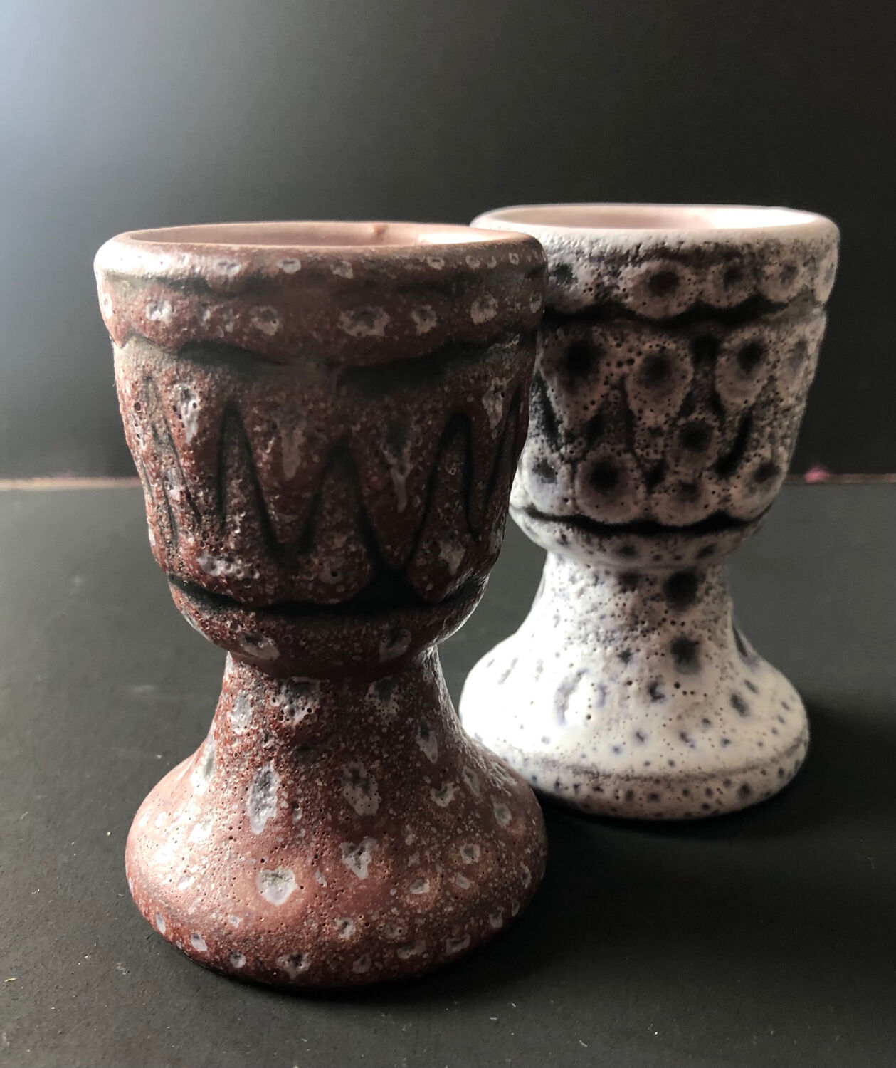 Pair of ceramic egg cups by Jean Austruy