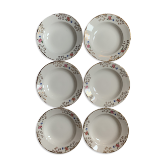 Set of 6 hollow plates Sarreguemines model Bearn