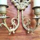 Pair of gilded bronze sconces decorated with Louis XIV style mascarons