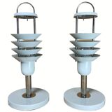Pair danish scandinavian space age architectural table lamps