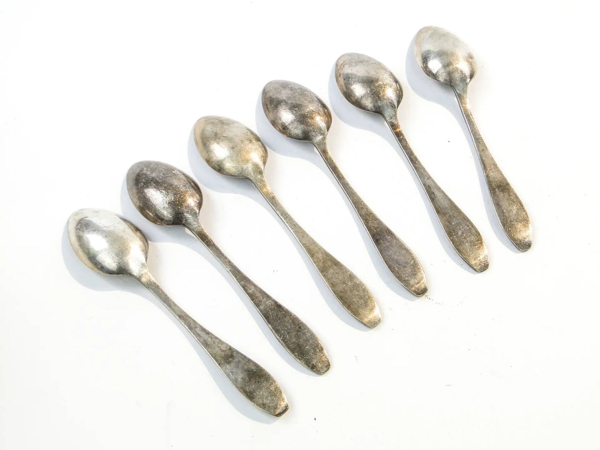 Set of mocha spoons, mid-century modern, silver-plated brass, D. Fraget, Poland, 1950s