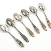 Set of mocha spoons, mid-century modern, silver-plated brass, D. Fraget, Poland, 1950s