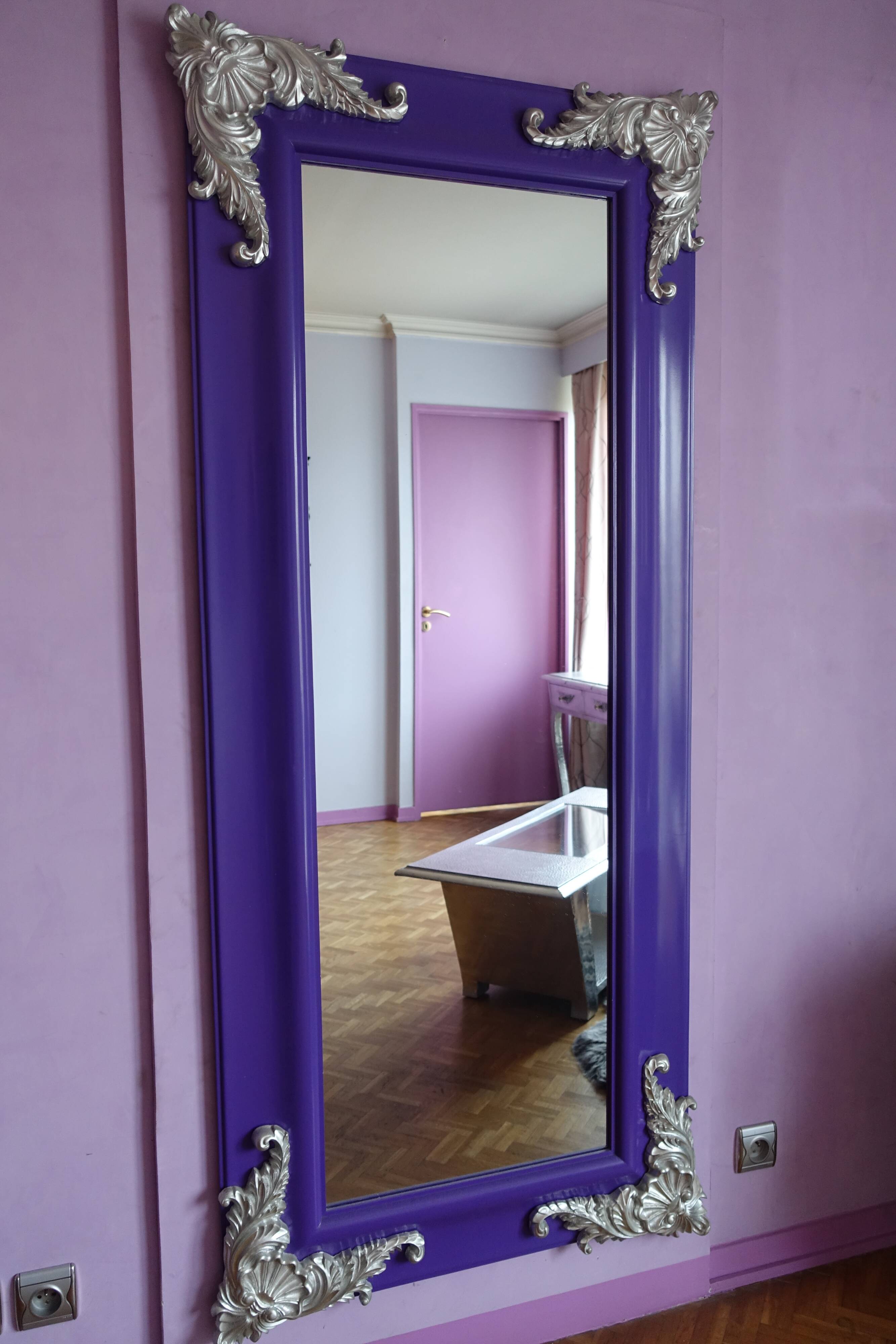 Large Venetian-style purple Italian mirror