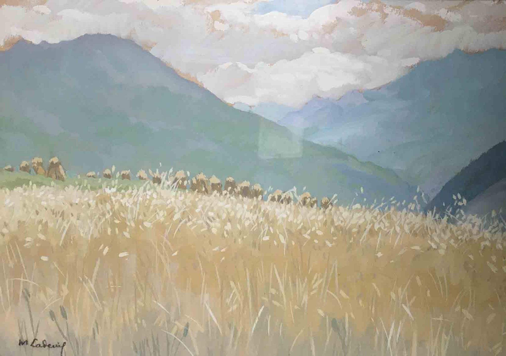 Painting by Marcelle Ladeuil born 1895 Oisans Lautaret Alpes for Wurtz