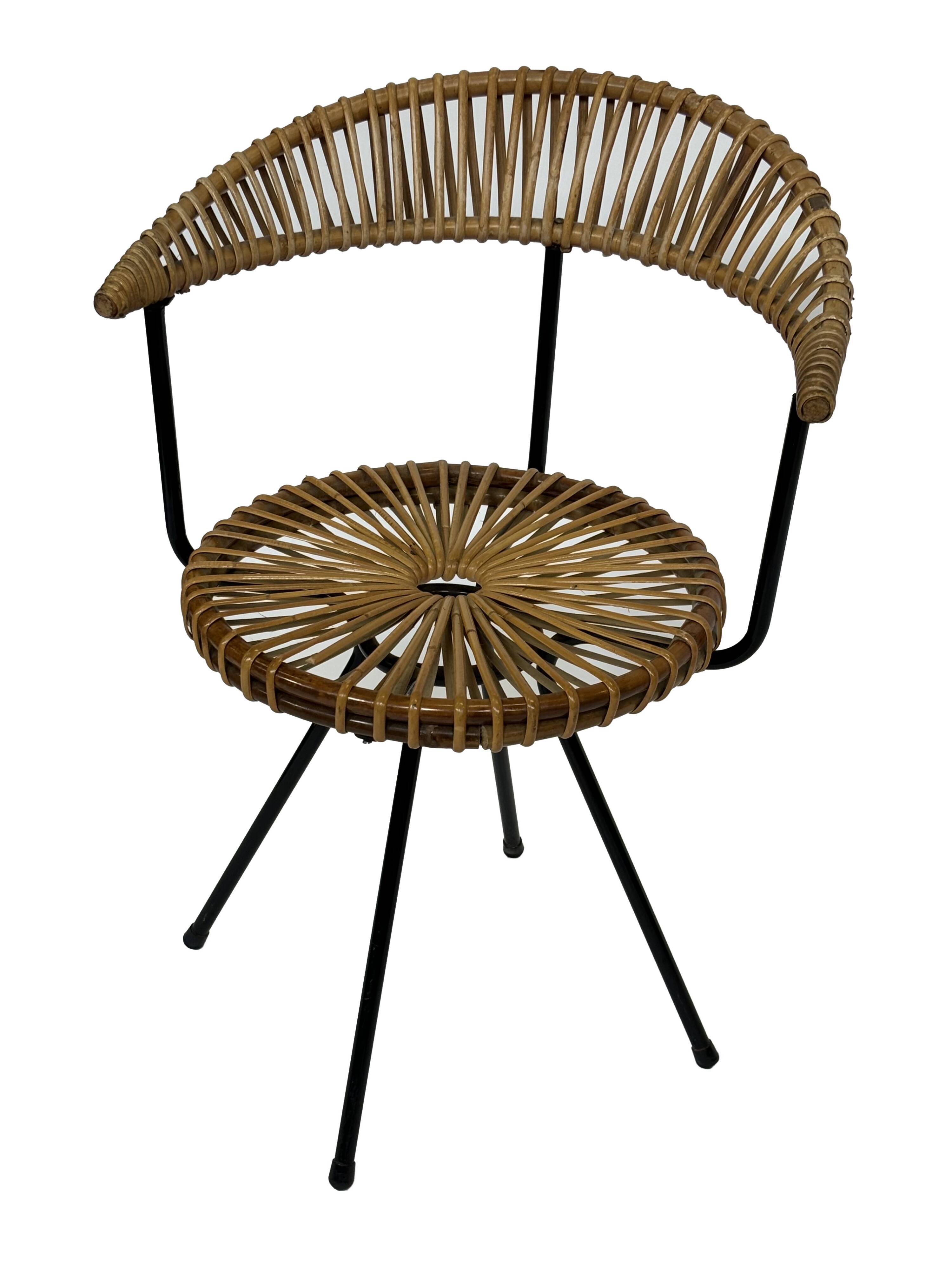Vintage rattan chair Rohe Noordwolde Netherlands 1960s design