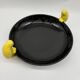 Large vintage black ceramic bowl with yellow parakeets, Vallauris.