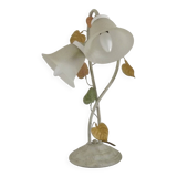 Vintage French double table lamp with glass shade "Autumn Leaves" 5488