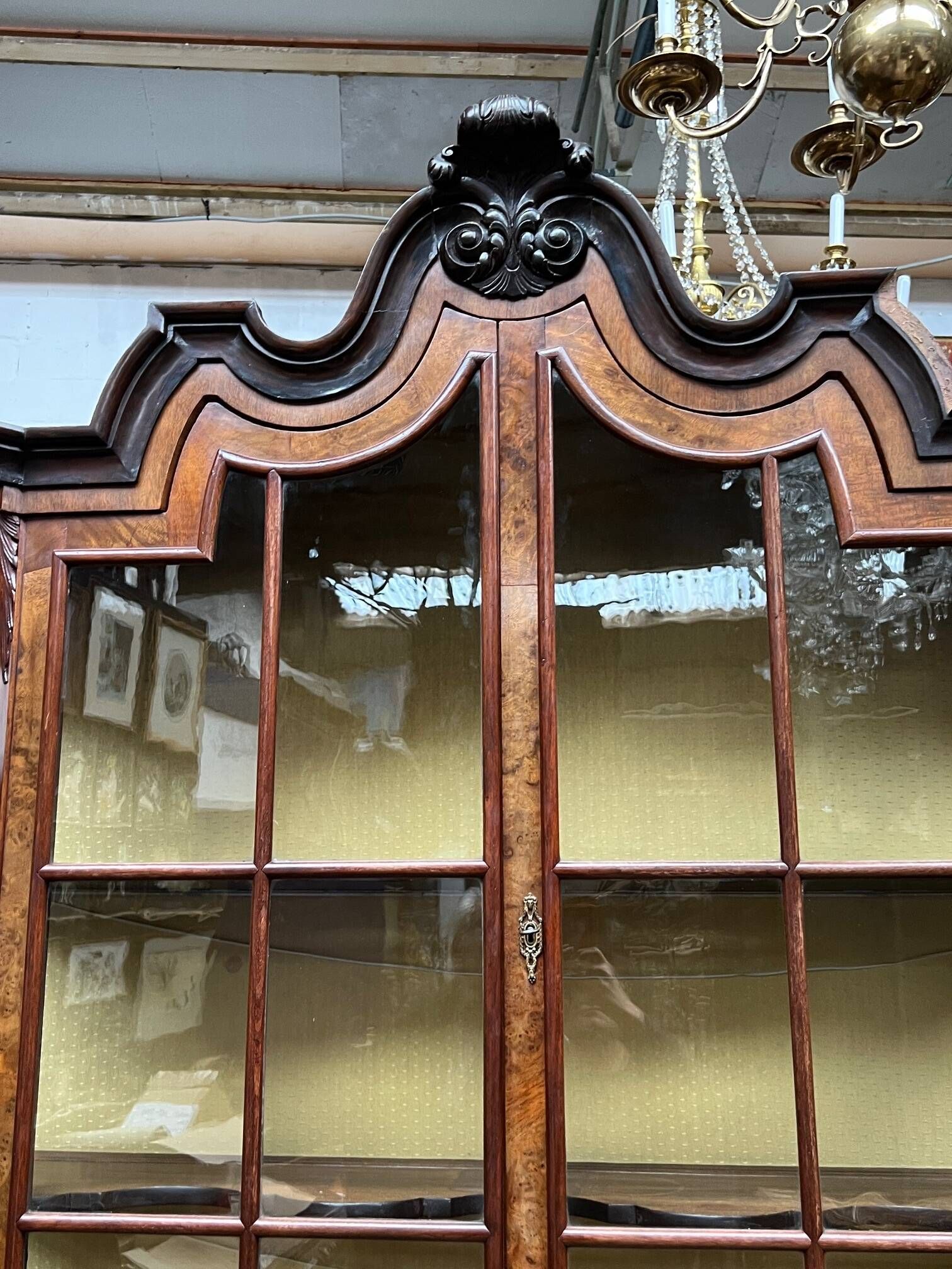 Antique Dutch display cabinet in Baroque style. 18th century.