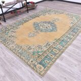 7x9  Orange &  Blue Turkish Area Rug 207x289Cm SK 240623