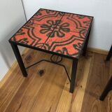Pair modernist ceramic and metal tables, from the Cloutier Brothers, from the 1960s