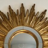 Sun mirror in golden resin 50cm