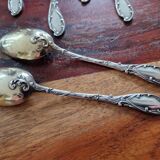Ravinet d'Enfert: 12 small spoons in solid silver and vermeil, Rococo