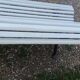 Antique garden bench with cast iron legs