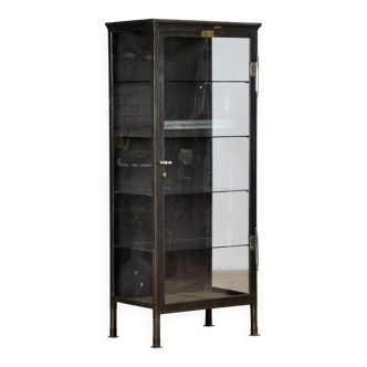 Polished iron medical cabinet, 1910s