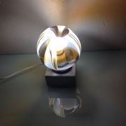 Lampe globe en verre polychrome sur socle marbre / vintage années 60-70