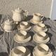 Digoin sarreguemines earthenware tea set consisting of 15 pieces antique cream