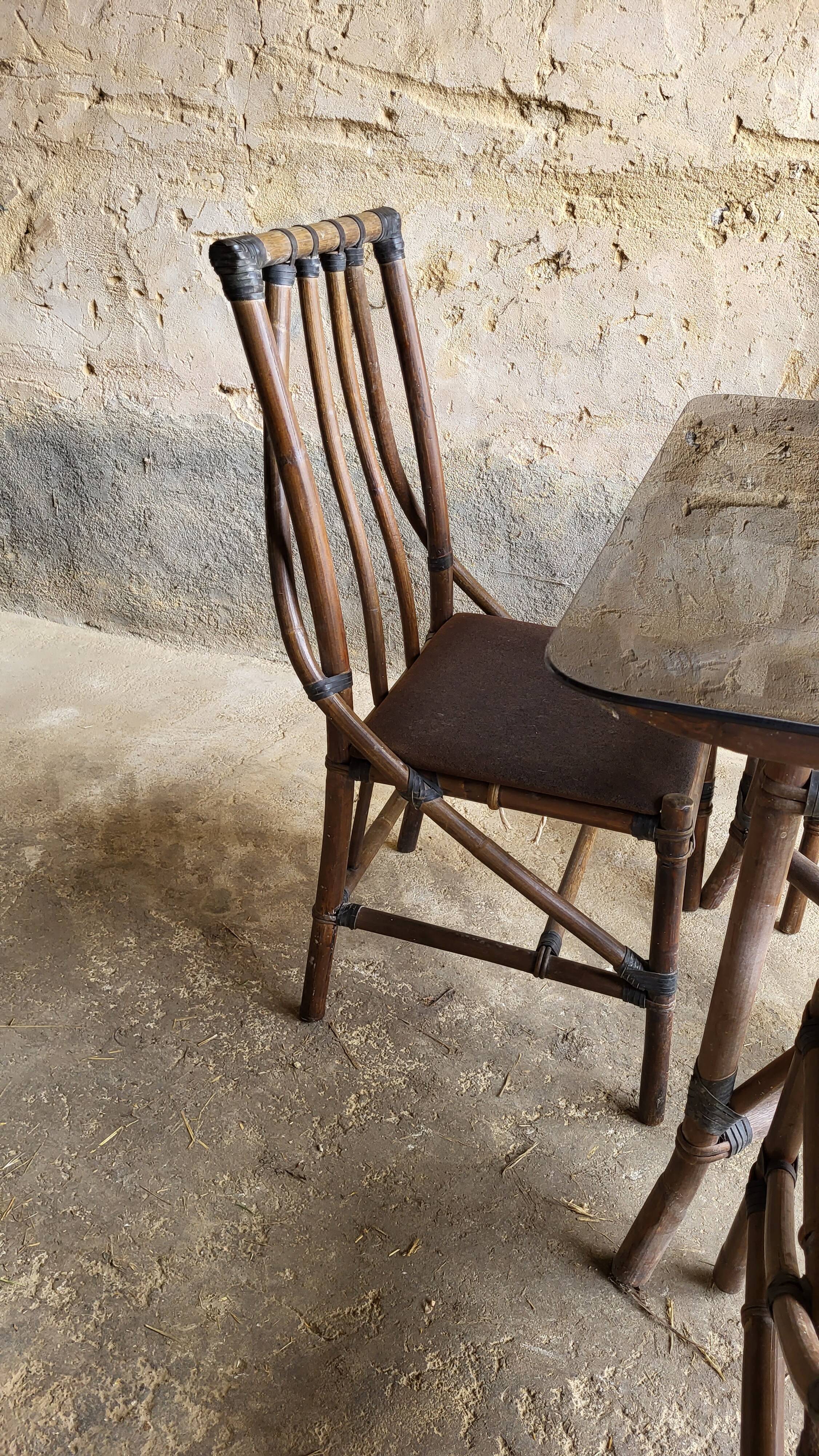 Set table & chairs bamboo vintage year 70